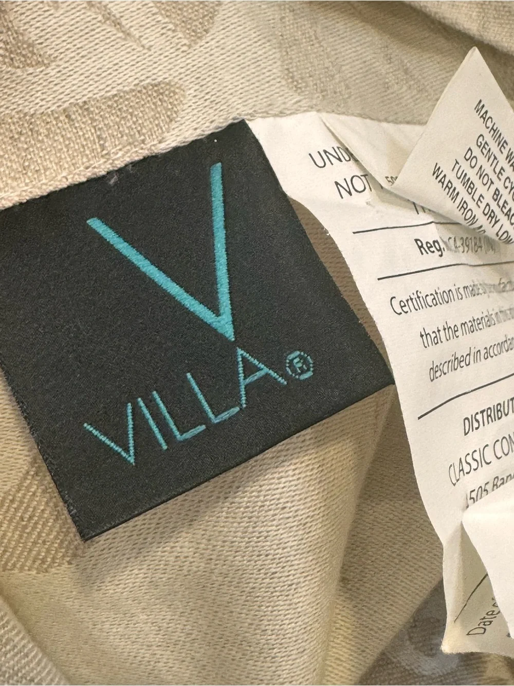 VILLA HOME COLLECTION JACQUARD LINEN BLEND  2/ STANDARD  SHAMS in BEIGE